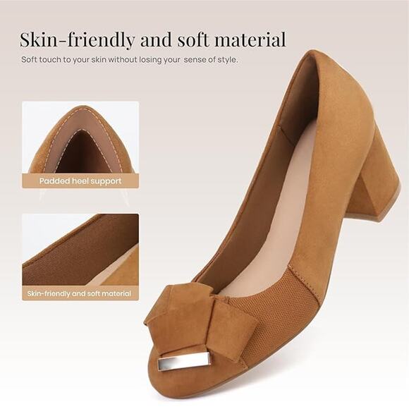 New Womens Size 8 Brown Faux Suede Comfort Heels - Picture 4 of 6